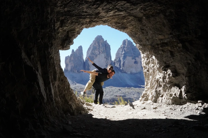 Tre Cime di Lavaredo desde una de las cuevas